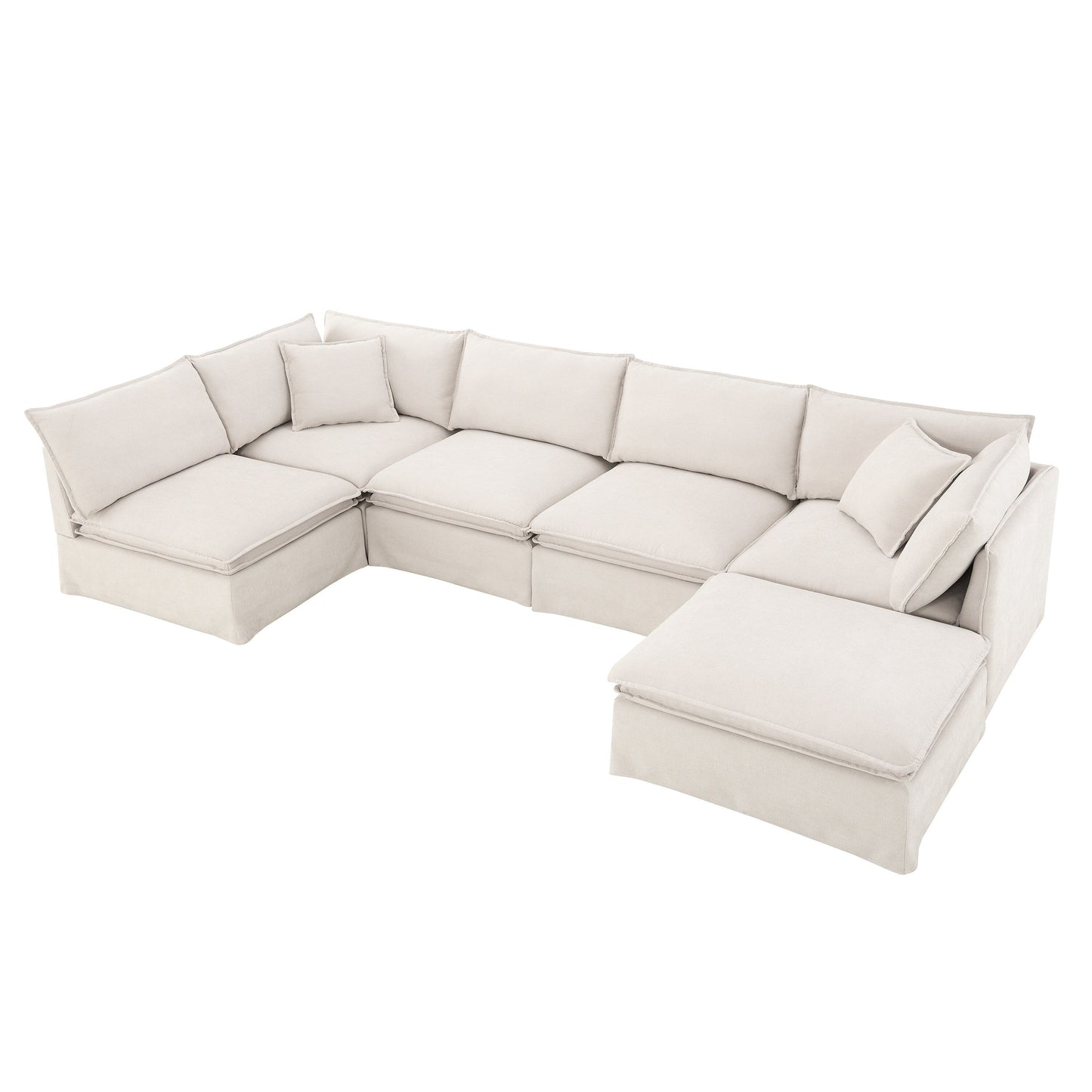 Canapé sectionnel modulaire avec pouf amovible, meuble d'intérieur rembourré en L, assise large, combinaison libre, canapé en chenille
