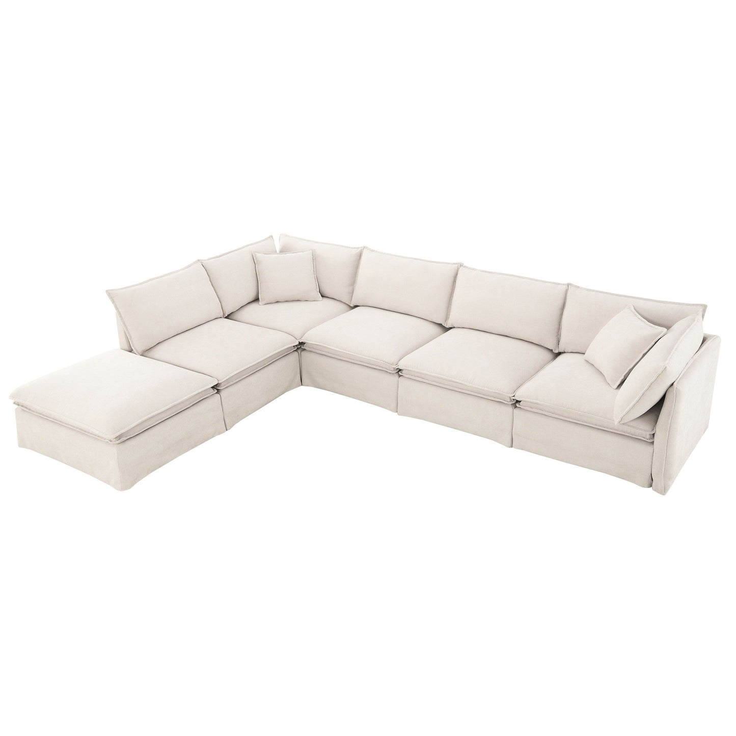 Canapé sectionnel modulaire avec pouf amovible, meuble d'intérieur rembourré en L, assise large, combinaison libre, canapé en chenille