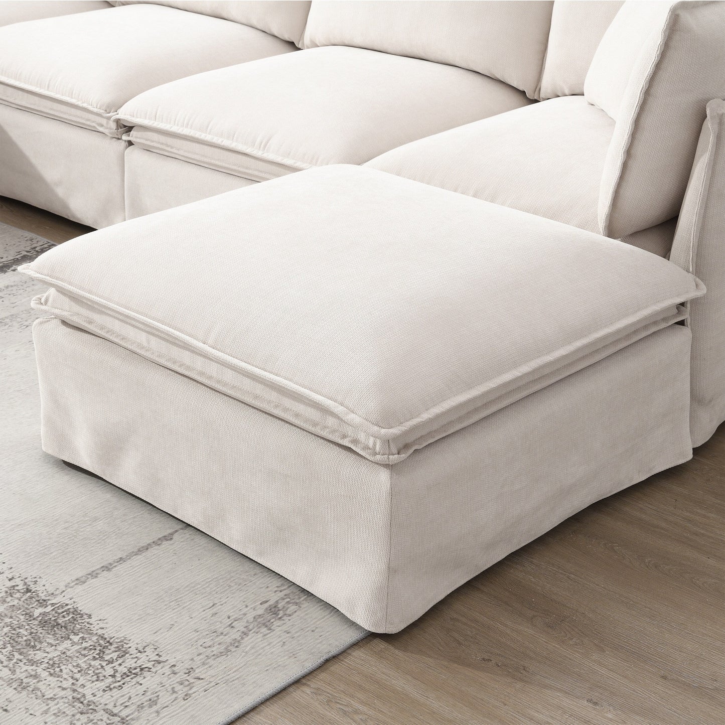 Canapé sectionnel modulaire avec pouf amovible, meuble d'intérieur rembourré en L, assise large, combinaison libre, canapé en chenille