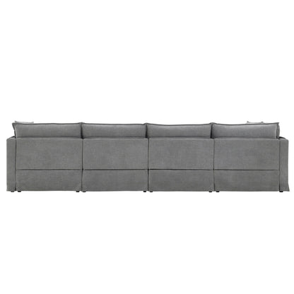 Canapé sectionnel modulaire avec pouf amovible, meuble d'intérieur rembourré en L, assise large, combinaison libre, canapé en chenille