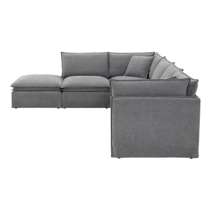 Canapé sectionnel modulaire avec pouf amovible, meuble d'intérieur rembourré en L, assise large, combinaison libre, canapé en chenille