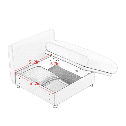 Canapé sectionnel modulaire avec rangement, dossier cylindrique et accoudoirs, assise profonde et confortable, canapé 4 places en forme de L
