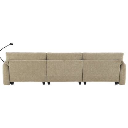 Canapé modulable en L avec coussin d'assise extra-large, chargeur USB et Type-C, support pour téléphone et 2 poches de rangement latérales.