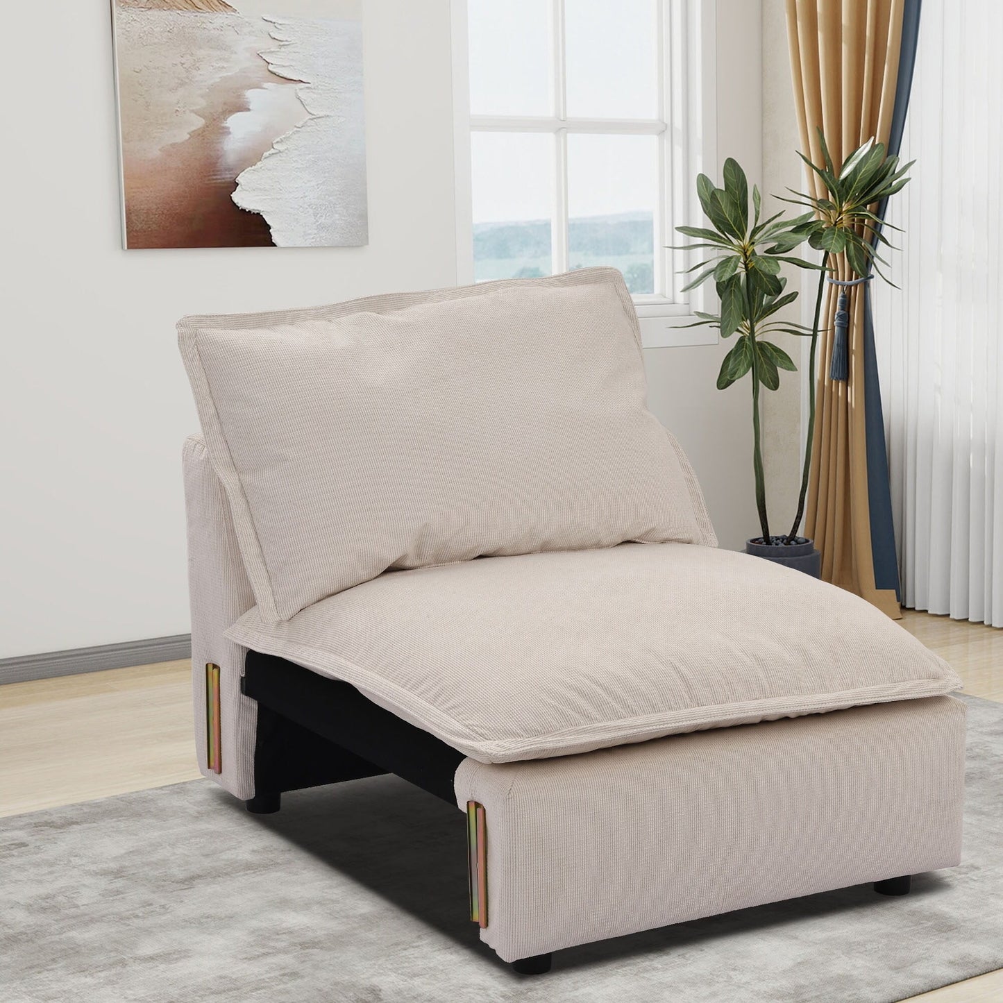 Canapé sectionnel modulaire, canapé nuage moderne et confortable, canapé profond arc-en-ciel en velours côtelé avec coussin amovible