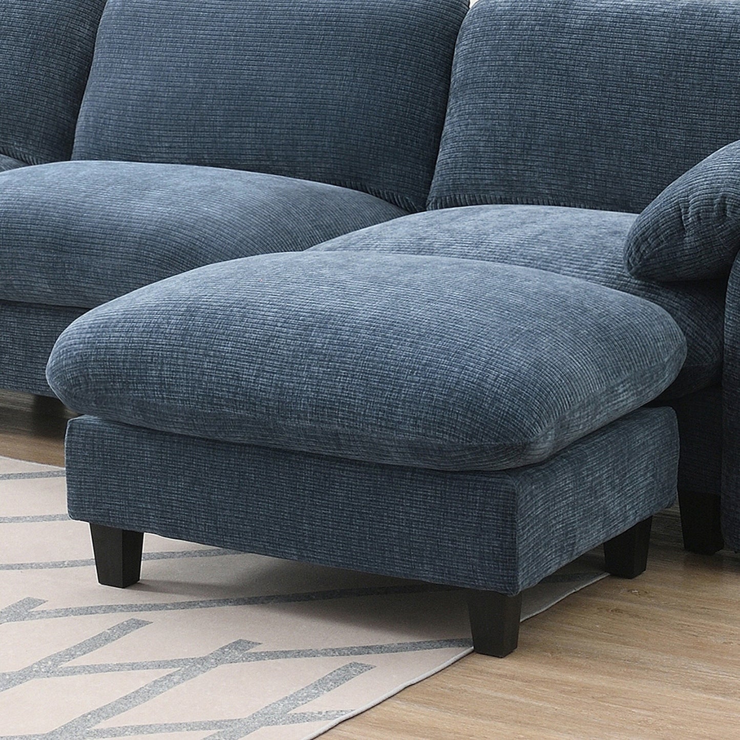 Canapé modulable en U avec coussin d'assise extra-large, chargeur USB et Type-C, support pour téléphone et 2 poches de rangement latérales.