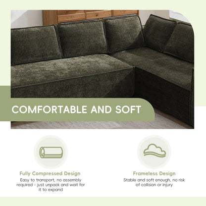 Canapé sectionnel modulaire, ensemble de canapés 6 places en chenille infroissable, combinaison gratuite 2 pièces, ensemble de canapés nuage en forme de L moderne