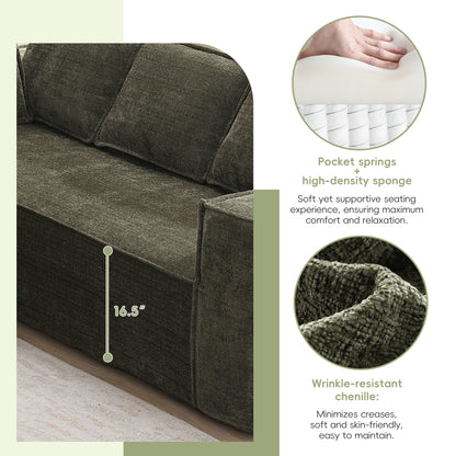 Canapé sectionnel modulaire, ensemble de canapés 6 places en chenille infroissable, combinaison gratuite 2 pièces, ensemble de canapés nuage en forme de L moderne