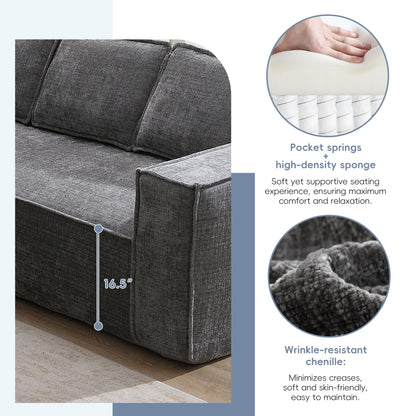 Canapé sectionnel modulaire, ensemble de canapés 6 places en chenille infroissable, combinaison gratuite 2 pièces, ensemble de canapés nuage en forme de L moderne