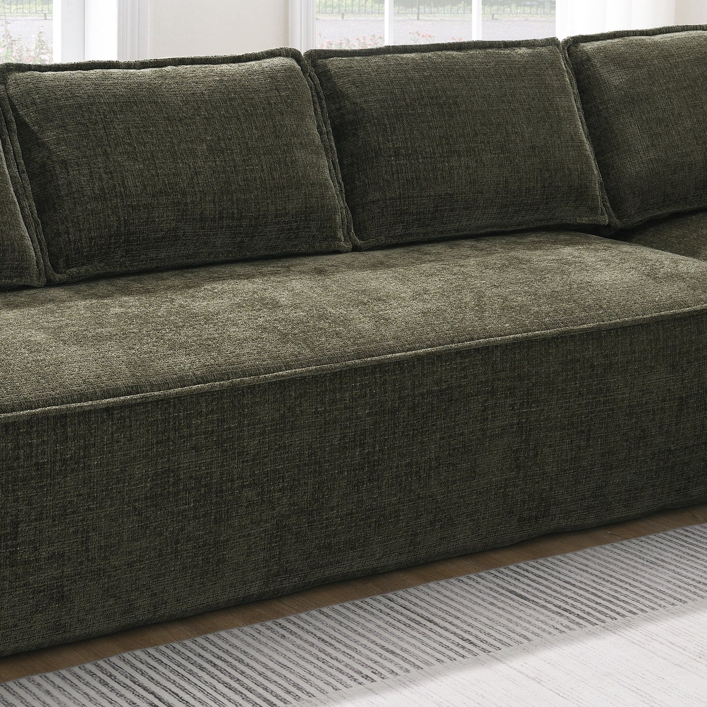 Canapé sectionnel modulaire, ensemble de canapés 6 places en chenille infroissable, combinaison gratuite 2 pièces, ensemble de canapés nuage en forme de L moderne