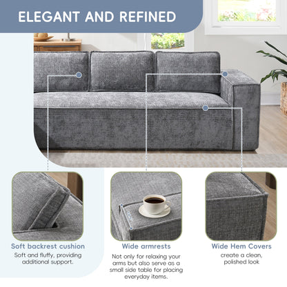 Canapé sectionnel modulaire, ensemble de canapés 6 places en chenille infroissable, combinaison gratuite 2 pièces, ensemble de canapés nuage en forme de L moderne