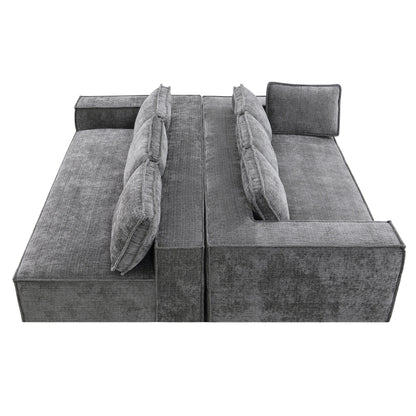 Canapé sectionnel modulaire, ensemble de canapés 6 places en chenille infroissable, combinaison gratuite 2 pièces, ensemble de canapés nuage en forme de L moderne