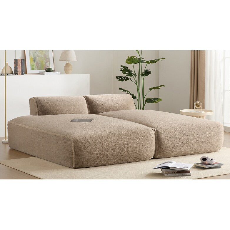 Canapé sectionnel modulaire, entièrement compressé, spacieux canapé-lit rempli de mousse pour salon, design adapté aux personnes âgées