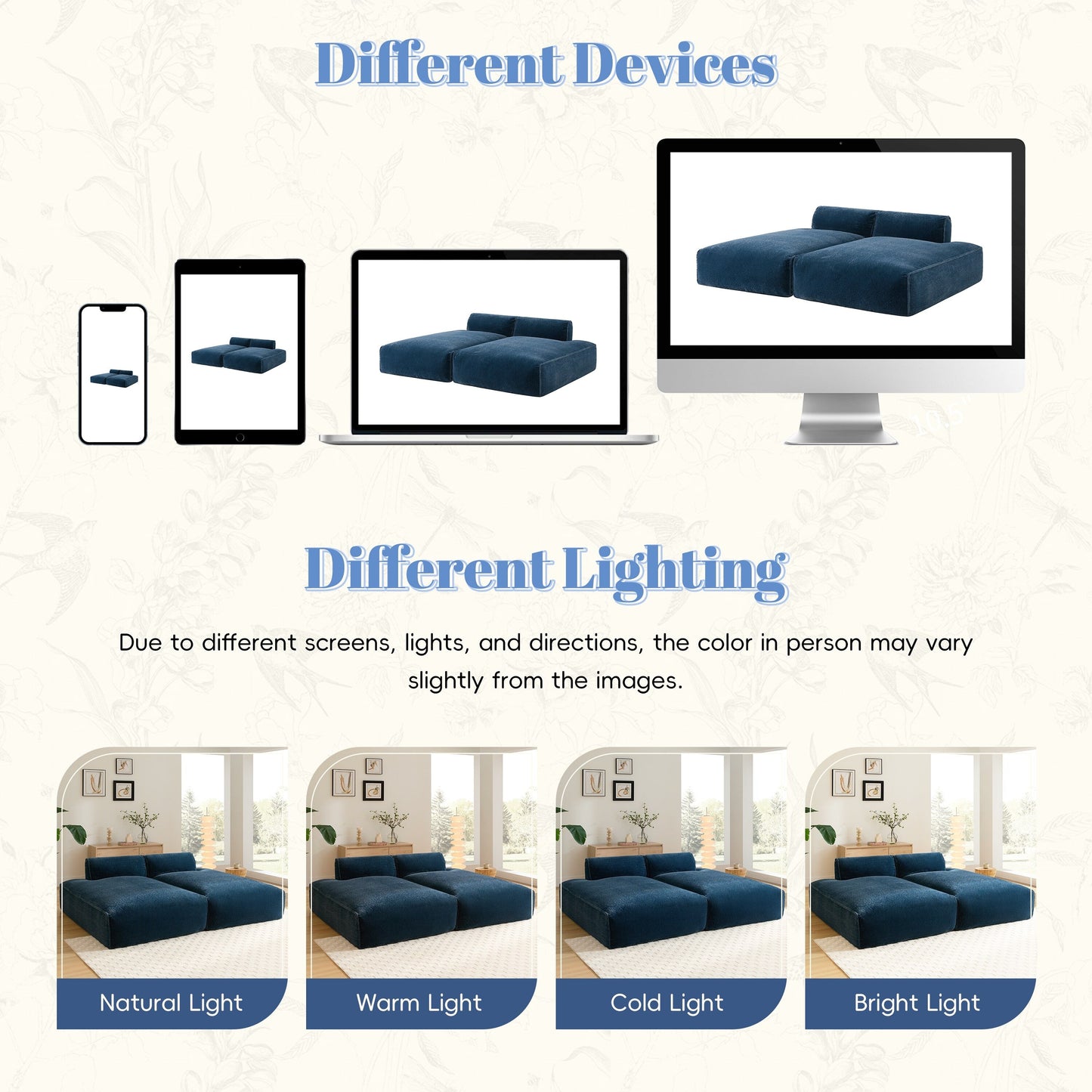Canapé sectionnel modulaire, entièrement compressé, spacieux canapé-lit rempli de mousse pour salon, design adapté aux personnes âgées