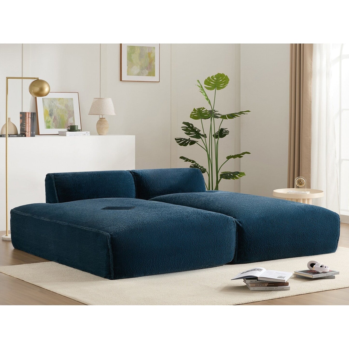 Canapé sectionnel modulaire, entièrement compressé, spacieux canapé-lit rempli de mousse pour salon, design adapté aux personnes âgées