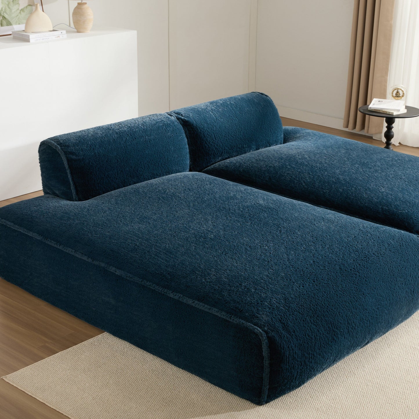 Canapé sectionnel modulaire, entièrement compressé, spacieux canapé-lit rempli de mousse pour salon, design adapté aux personnes âgées