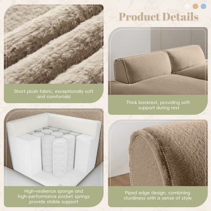 Canapé sectionnel modulaire, entièrement compressé, spacieux canapé-lit rempli de mousse pour salon, design adapté aux personnes âgées