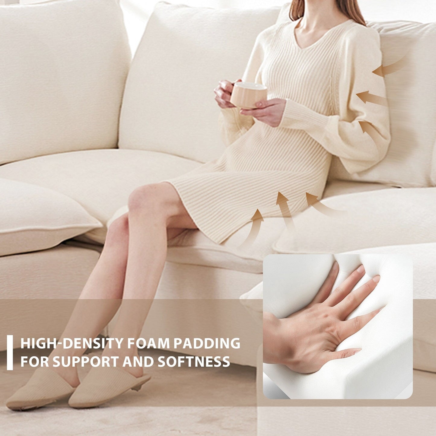 Canapé modulable, ensemble de canapés sectionnels 4 places en chenille avec 2 coussins inclus, à combiner librement