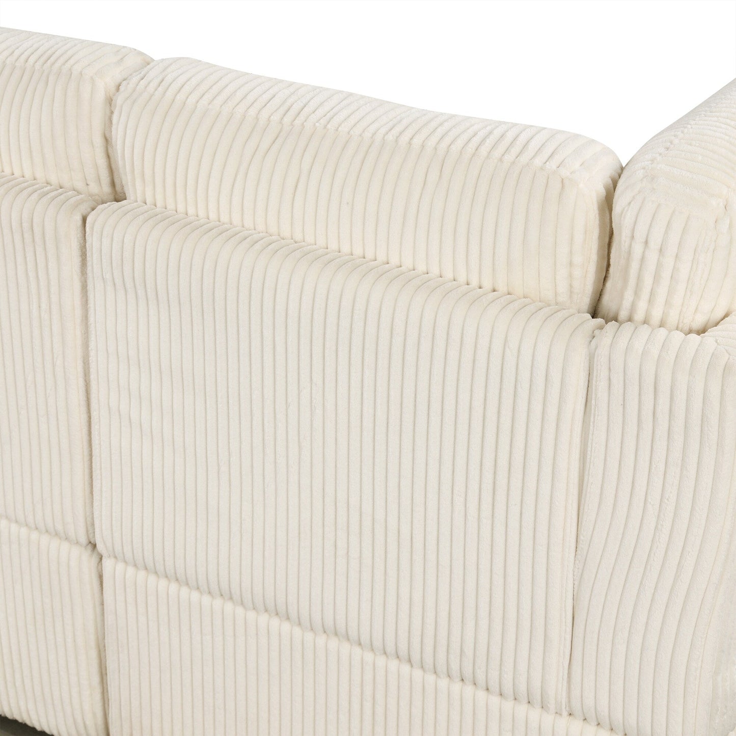 Canapé-lit modulaire en velours côtelé en forme de U, convertible 6 places, avec méridienne de rangement et ports USB pour le salon