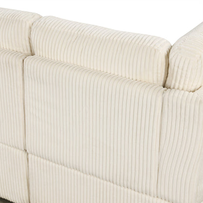 Canapé-lit modulaire en velours côtelé en forme de U, convertible 6 places, avec méridienne de rangement et ports USB pour le salon