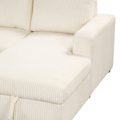 Canapé-lit modulaire en velours côtelé en forme de U, convertible 6 places, avec méridienne de rangement et ports USB pour le salon