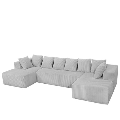 Canapé sectionnel modulaire en U 4 places avec chaise longue réversible pour salon et chambre à coucher