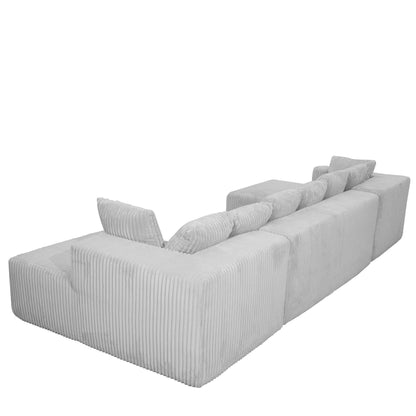 Canapé sectionnel modulaire en U 4 places avec chaise longue réversible pour salon et chambre à coucher