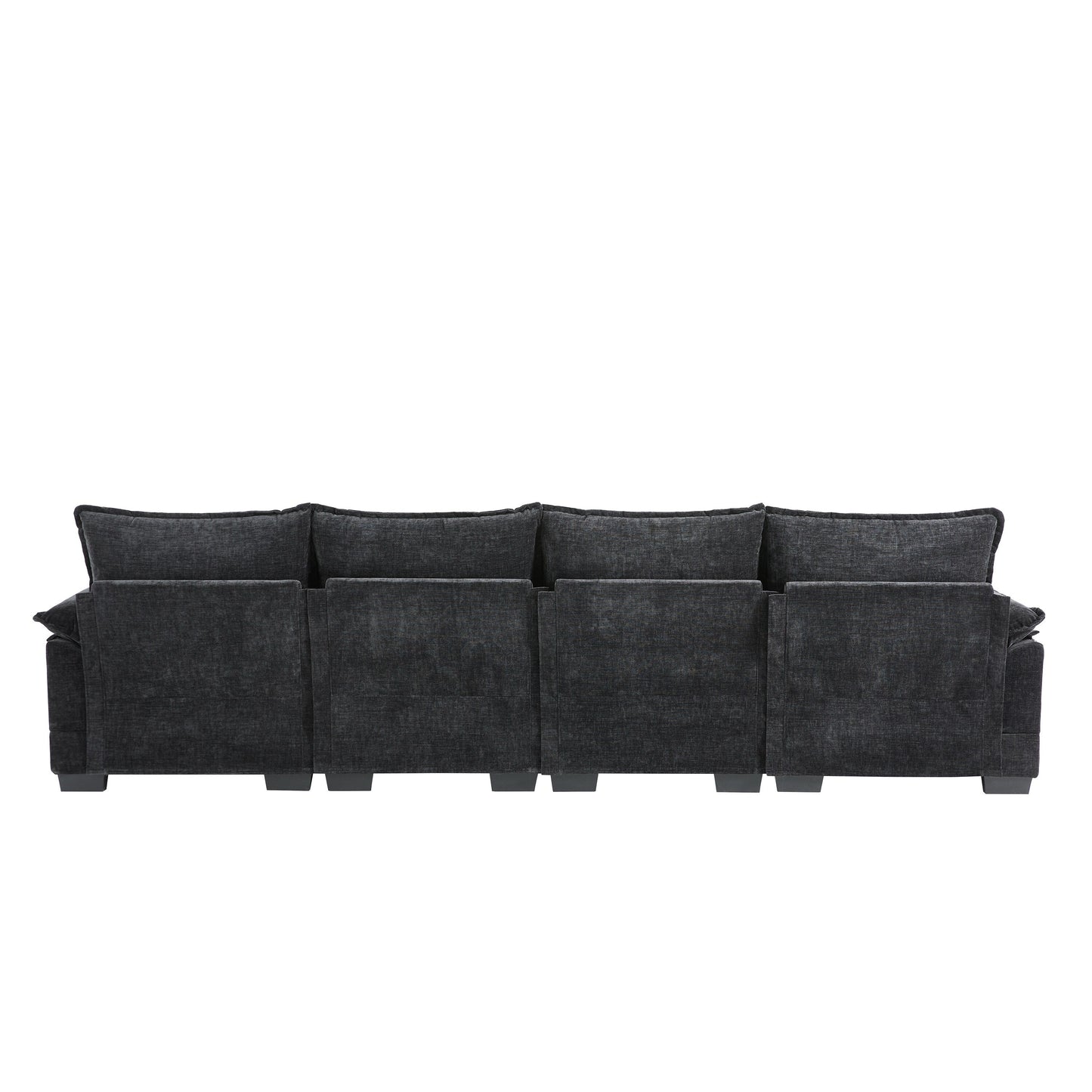 Canapé modulaire sectionnel en U avec coussins de taille, 6 places symétriques rembourrées, ensemble de canapés en chenille Cloud avec méridienne