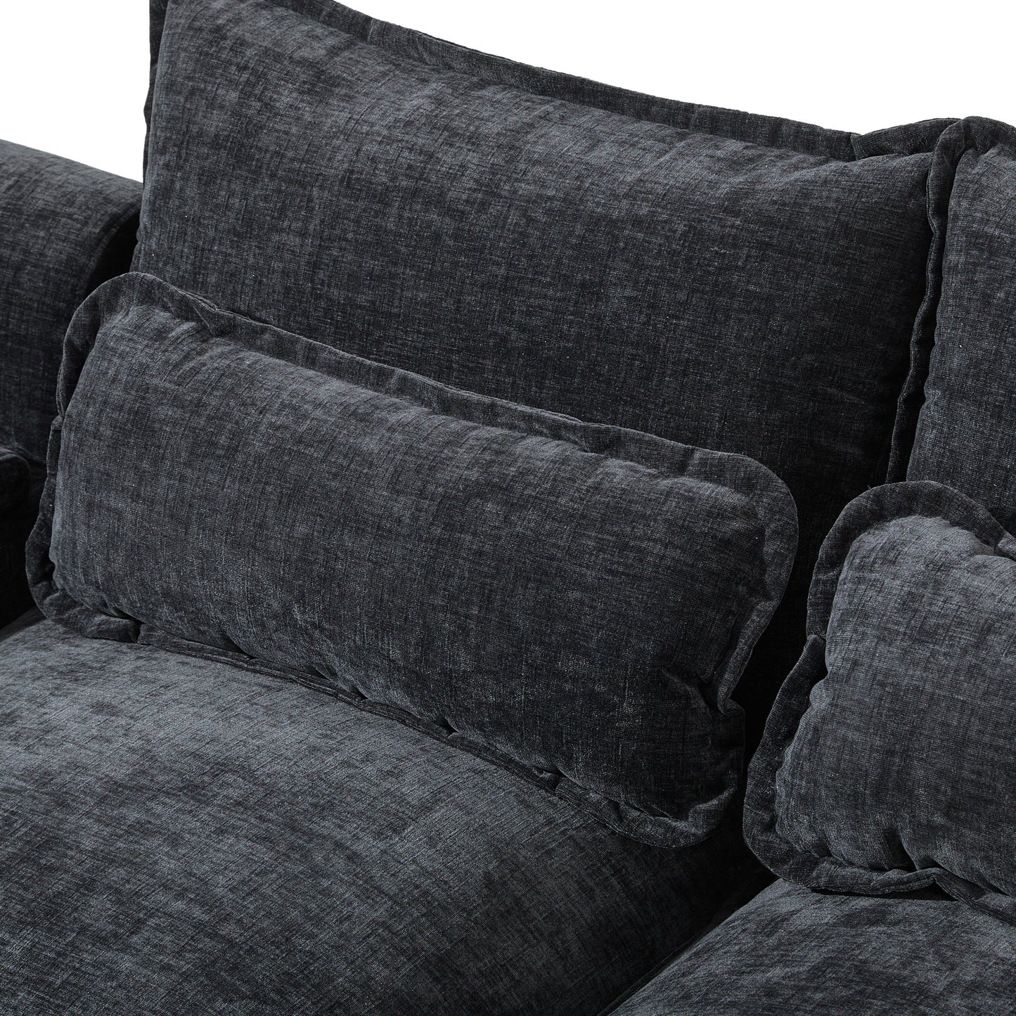 Canapé modulaire sectionnel en U avec coussins de taille, 6 places symétriques rembourrées, ensemble de canapés en chenille Cloud avec méridienne