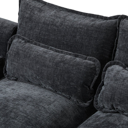 Canapé modulaire sectionnel en U avec coussins de taille, 6 places symétriques rembourrées, ensemble de canapés en chenille Cloud avec méridienne