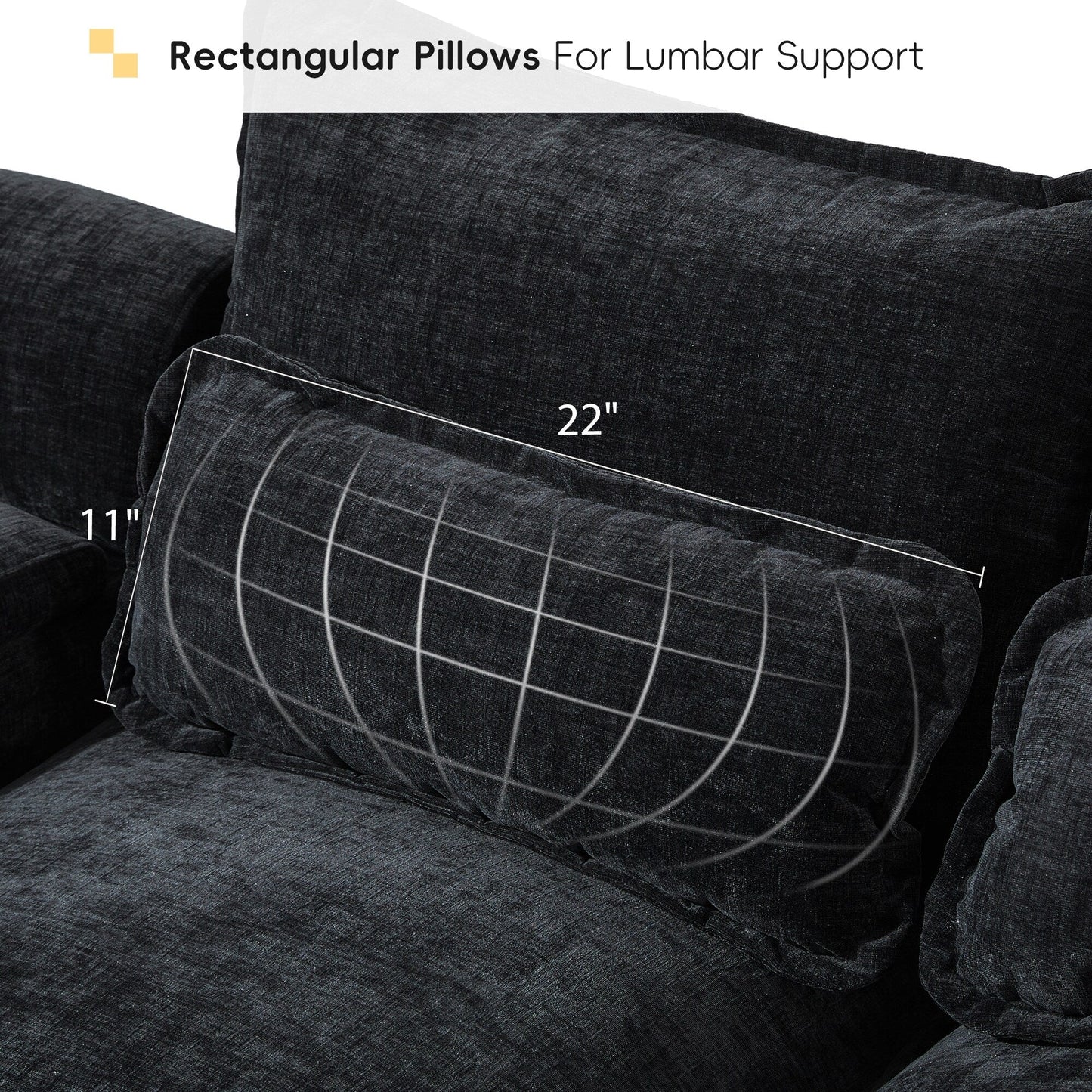 Canapé modulaire sectionnel en U avec coussins de taille, 6 places symétriques rembourrées, ensemble de canapés en chenille Cloud avec méridienne