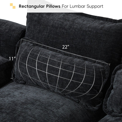 Canapé modulaire sectionnel en U avec coussins de taille, 6 places symétriques rembourrées, ensemble de canapés en chenille Cloud avec méridienne