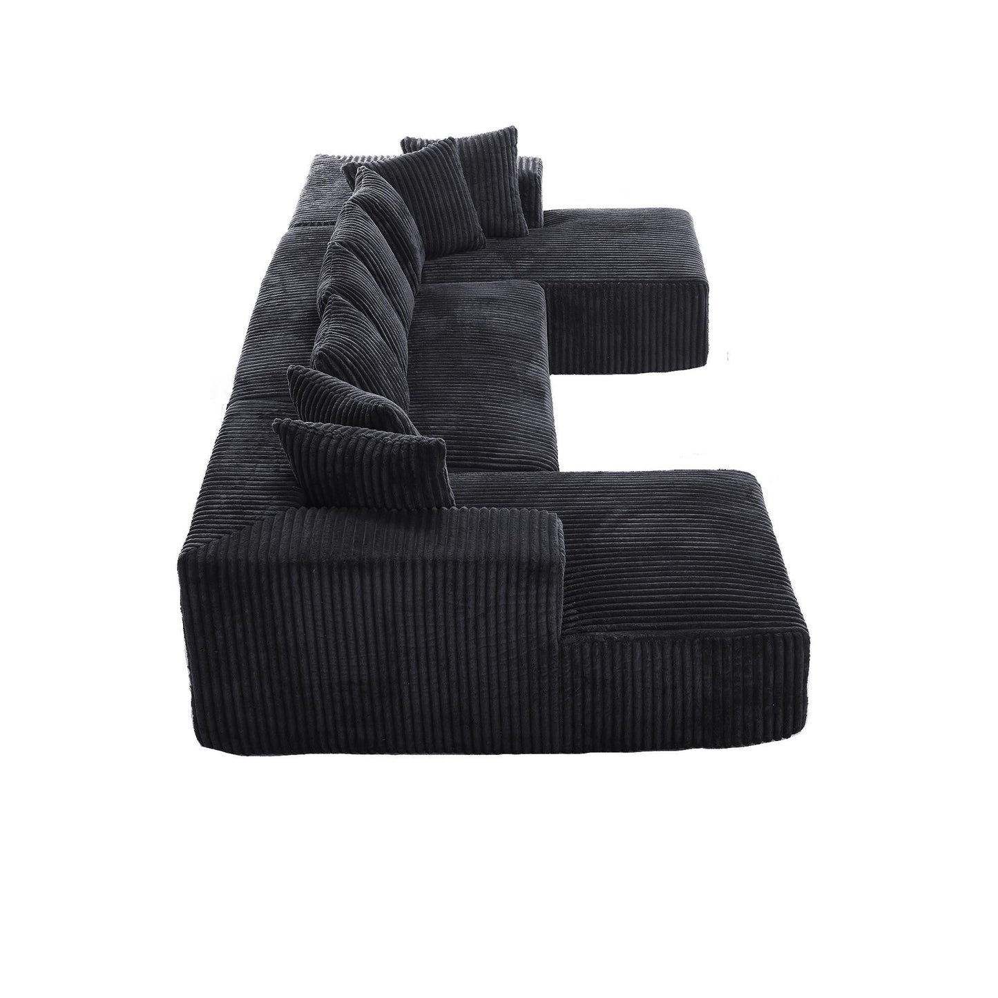 Canapé modulaire en velours côtelé rayé en forme de U, 4 places, avec 2 méridiennes et causeuse, pour salon et chambre à coucher