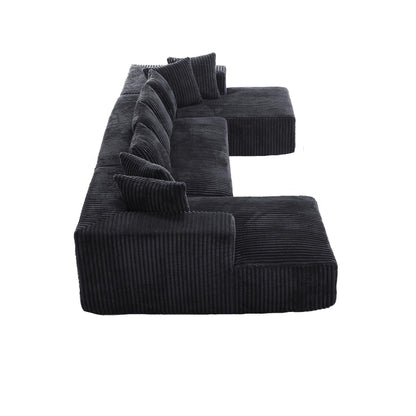 Canapé modulaire en velours côtelé rayé en forme de U, 4 places, avec 2 méridiennes et causeuse, pour salon et chambre à coucher