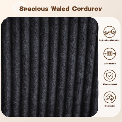 Canapé modulaire en velours côtelé rayé en forme de U, 4 places, avec 2 méridiennes et causeuse, pour salon et chambre à coucher