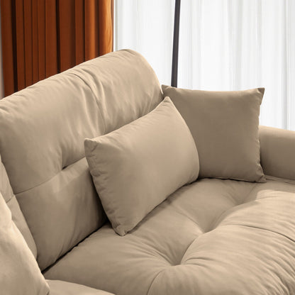 Canapé modulaire sectionnel en velours, siège profond, canapé nuage en forme de L avec pouf et accoudoirs renforcés pour le salon