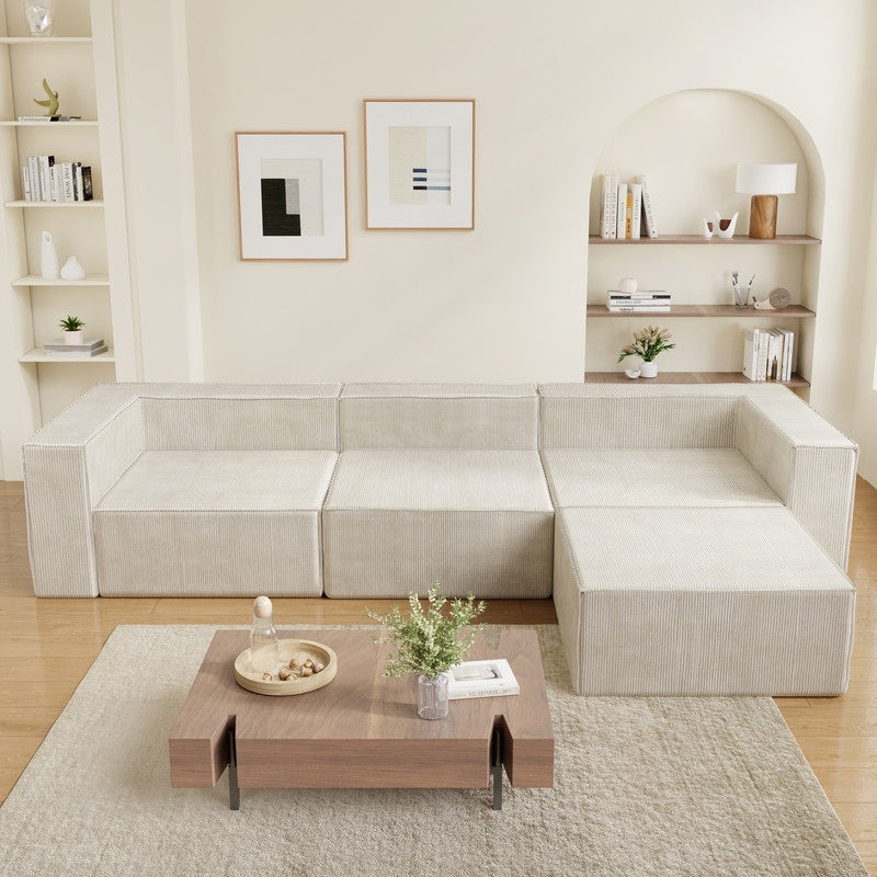 Module de compression en velours côtelé avec canapés ottomans