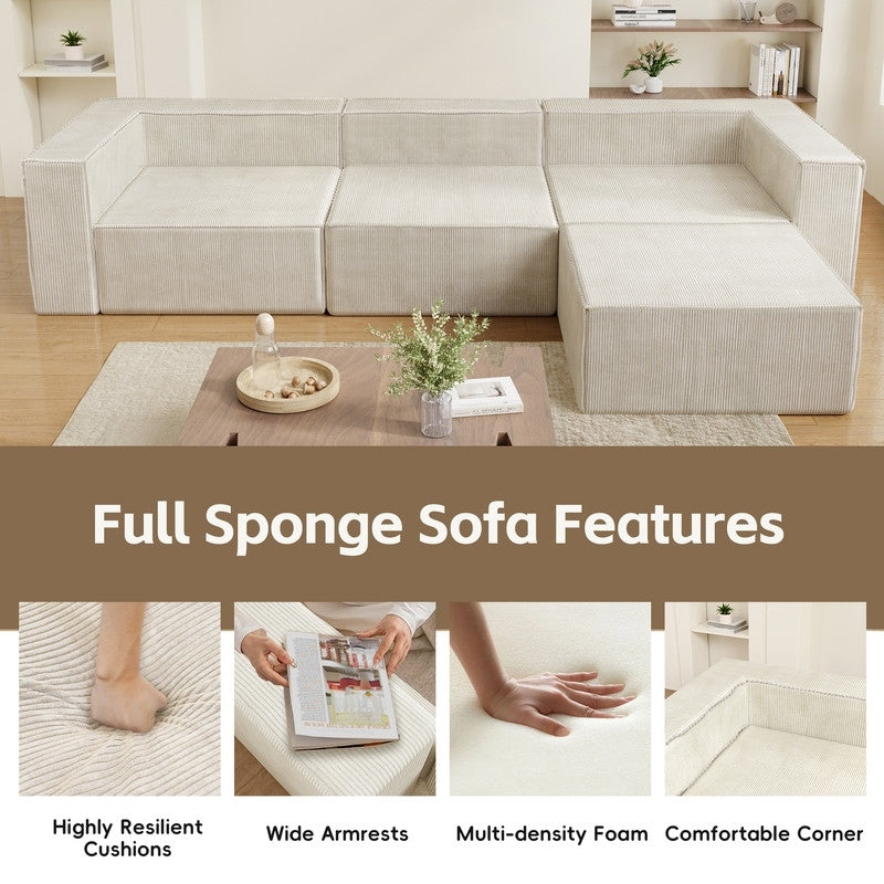 Module de compression en velours côtelé avec canapés ottomans