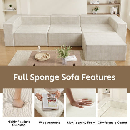 Module de compression en velours côtelé avec canapés ottomans