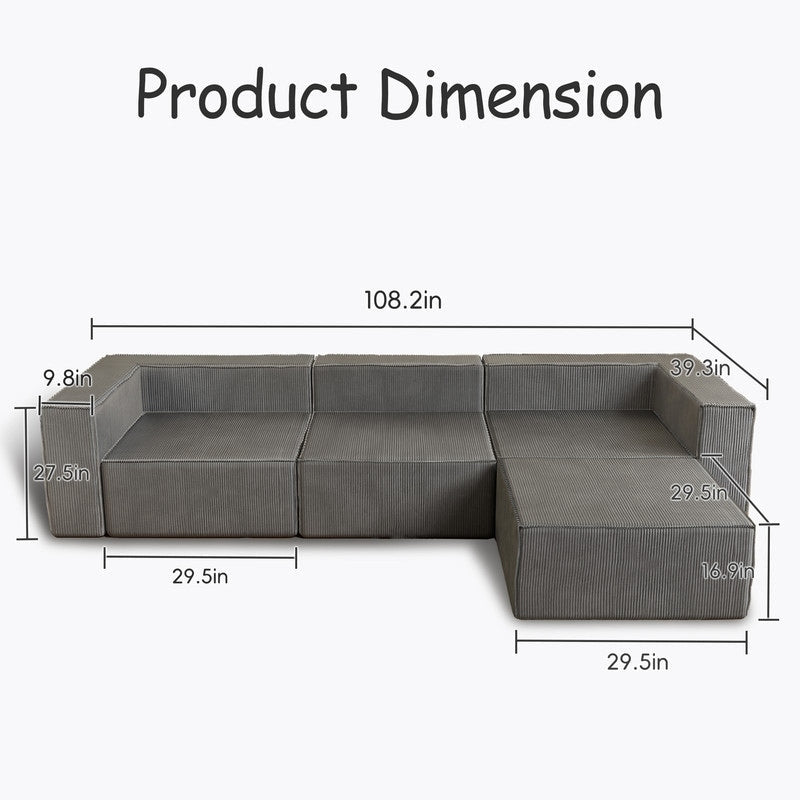 Module de compression en velours côtelé avec canapés ottomans