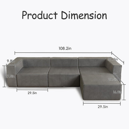 Module de compression en velours côtelé avec canapés ottomans