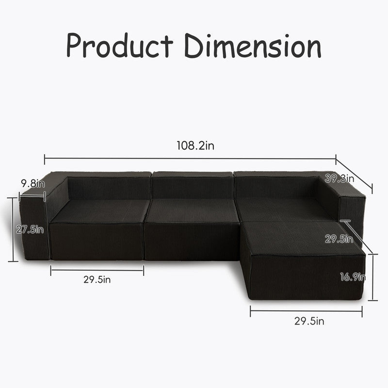 Module de compression en velours côtelé avec canapés ottomans