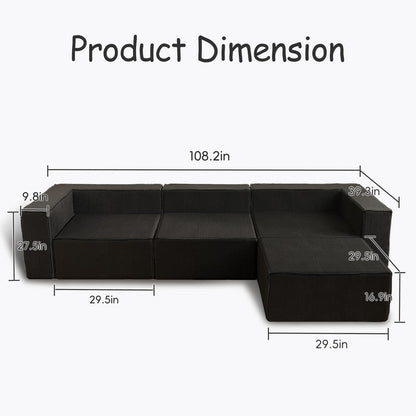 Module de compression en velours côtelé avec canapés ottomans