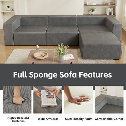 Module de compression en velours côtelé avec canapés ottomans