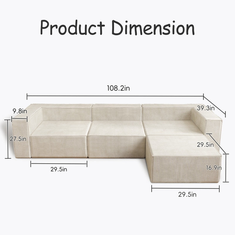 Module de compression en velours côtelé avec canapés ottomans
