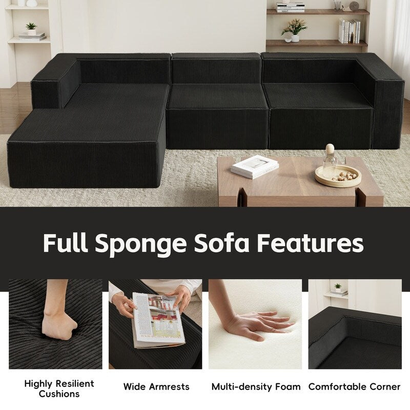 Canapés de compression de luxe en velours côtelé Module