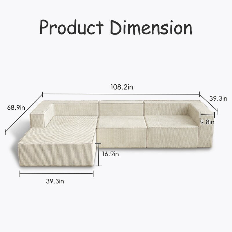 Canapés de compression de luxe en velours côtelé Module