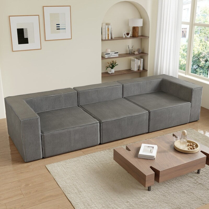 Canapés de compression trois places en velours côtelé Module