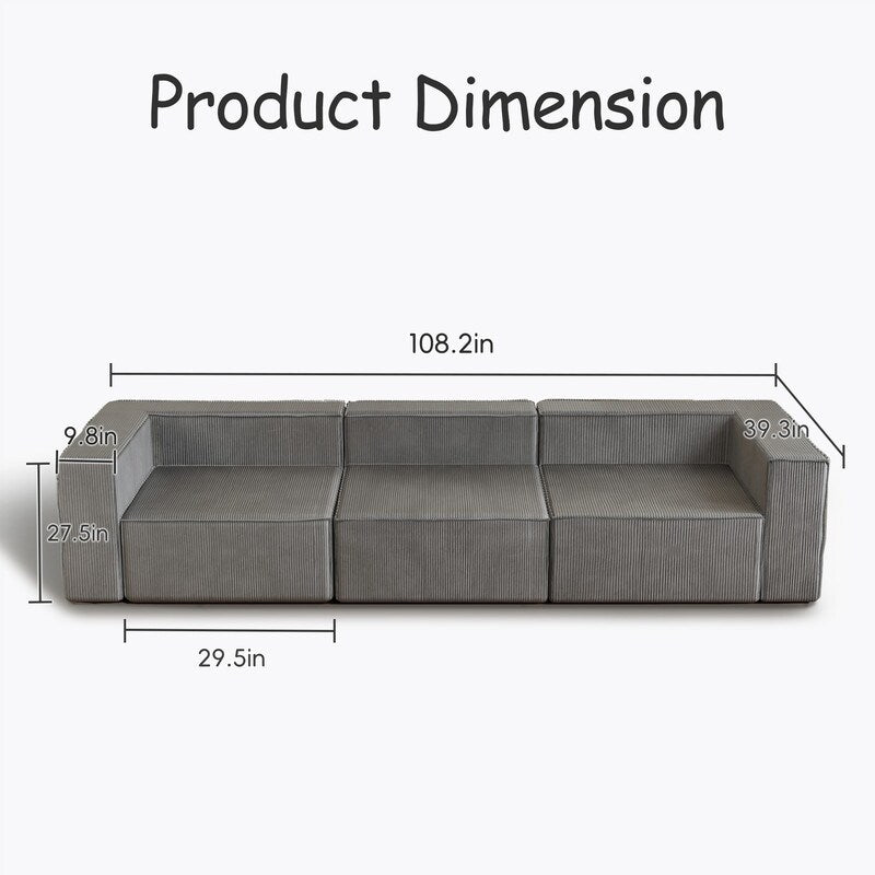 Canapés de compression trois places en velours côtelé Module