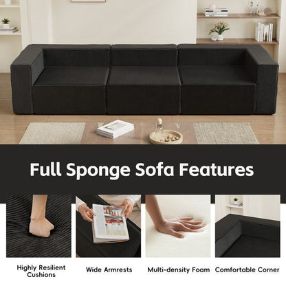 Canapés de compression trois places en velours côtelé Module