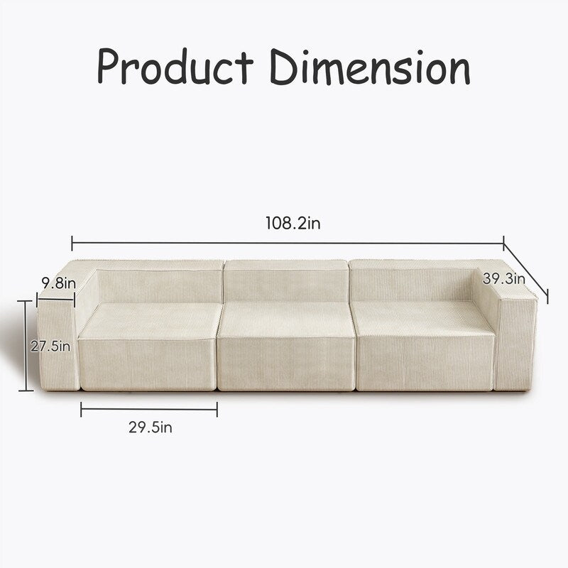 Canapés de compression trois places en velours côtelé Module